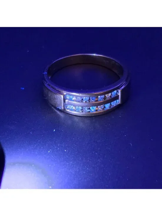 10k White Gold Natural Diamond Channel Set Band Ring Size 10.25 Signed NDI 4.05g - Picture 15 of 16